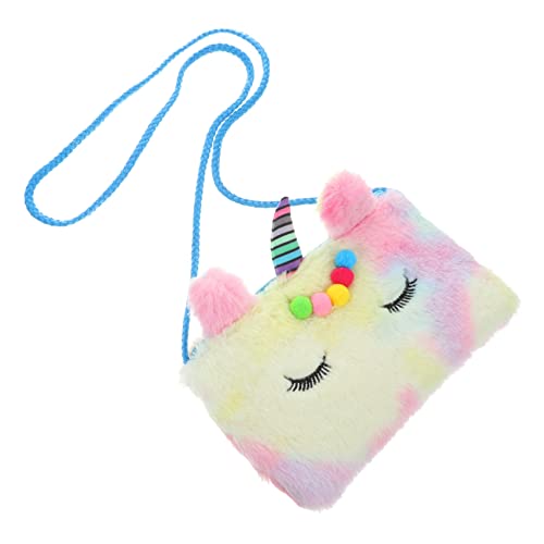 STOBOK Geldbörse Plüsch-Einhorn-Tasche Einhorn Schultertasche Flauschige Tiertasche Umhängetasche Für Kleine Mädchen Aufbewahrungsbeutel Wechseln Mini Kleinkind Flanell Schulranzen von STOBOK