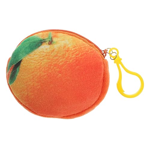 STOBOK Flauschige Handtasche Plüsch Orange Tasche Schlüsselbund Brieftasche Geldbörse Mit Reißverschluss Unscharfe Headset-Tasche Cartoon-Tasche Mini Kind Schlüsselanhänger von STOBOK