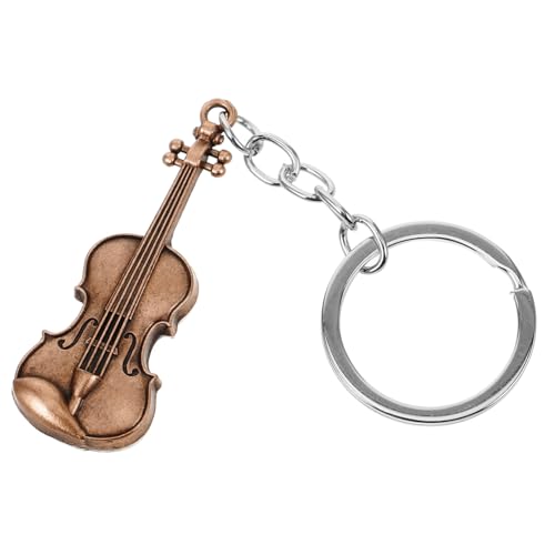 STOBOK Gitarren-Schlüsselanhänger Geigen-Hängedekoration Violine Schlüsselanhänger Vintage Gitarren Metall kleiner Geigen- Light Brown von STOBOK