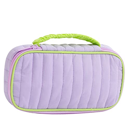 STOBOK Handtasche Aufbewahrungstasche Bleistift Buntstifte Federtasche Für Den Haushalt Kompakte Stifttasche Kosmetiktasche Aus Segeltuch Violett Reisen Reißverschluss Nylon Tragetasche von STOBOK