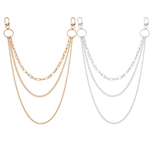 STOBOK Jeansketten Metalltaschenkette Gürtelketten Hip-Hop-Hosen Kette mit Hummerkrallenverschlüssen für Brieftasche Jeans Hosen Geldbörse Handtasche, 2 Stück von STOBOK