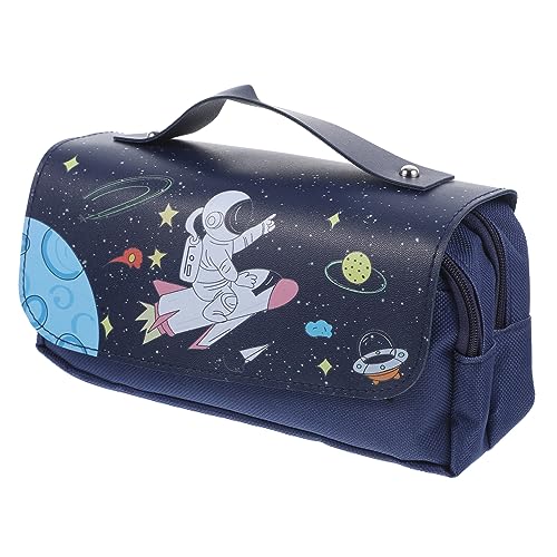 STOBOK Planet-stiftetui Briefpapieretui Aus Leder Stiftetasche Für Kinder Tragbare Bleistifttasche Astronauten-stiftetui Reise-kulturbeutel Student Pp Container Reißverschluss von STOBOK