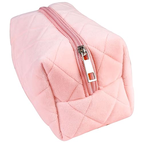 STOBOK Kissentasche Federmäppchen Toilettenartikel-Organizer Tragbare Stifttasche Pu-Make-up-Tasche Stiftetasche Für Kinder Tragbare Kosmetiktasche Samt Rosa Student Bleistift Stifthalter von STOBOK