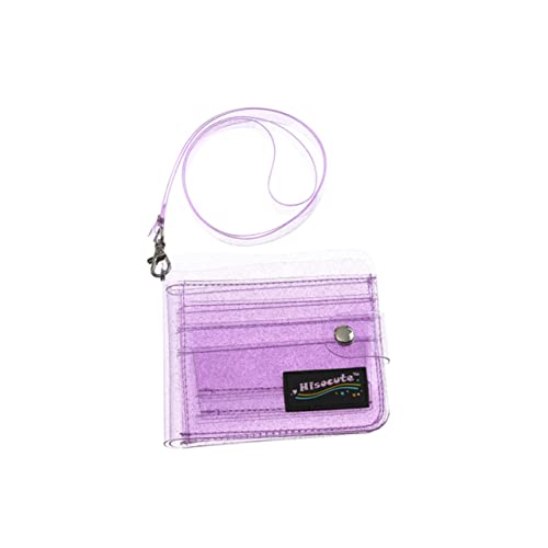 STOBOK Geldbörse Geldbörse Transparente Geldbörse Klarer Stand Tasche Gleiterhalter Halter Mit Aufhängelasche Violett Mädchen Id-Paket Falten von STOBOK