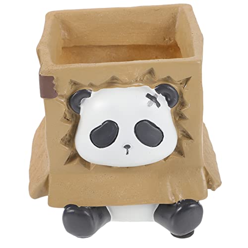 STOBOK Kosmetik Stift Organizer Make up Pinselbecher Pflanzgefäße Für Sukkulenten Aus Keramik Kaktustopf Keramik Stift-Organizer Mini-sukkulentöpfe Panda-Puppe Harz Drinnen Büro von STOBOK