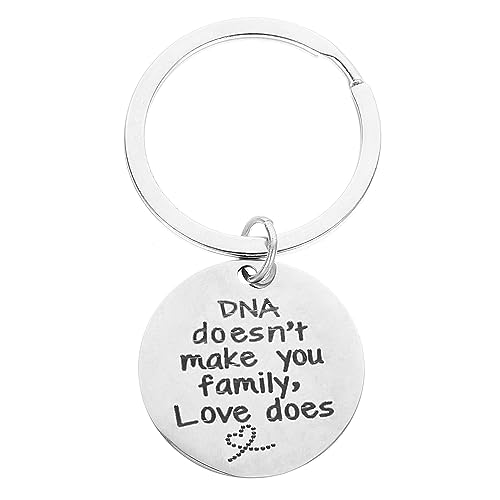 STOBOK Stiefeltern-Schlüsselanhänger, DNA macht Sie nicht zur Familie, Liebe macht Schlüsselanhänger, Edelstahl, Stiefeltern, Mutter, Vater, Kind, Schlüsselanhänger, Ornament von STOBOK