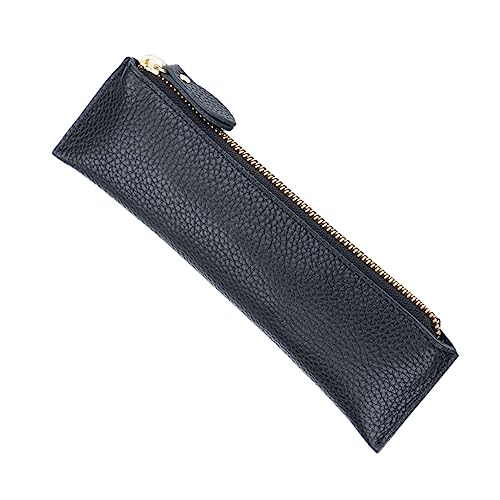 STOBOK Stifthalter Schwarz Aus Leder Stiftetasche Zum Aufbewahren Einfache Stiftetasche Für Schule Und Büro Kreative Stiftschonertasche von STOBOK