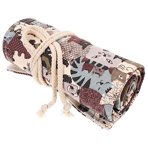 STOBOK Süßes Katzen Federmäppchen Reise-Make-up-Taschen-Organizer Stifte + Bleistift Farbstifthalter Etui Für Buntstifte Aufrollbares Federmäppchen Farbiges Federmäppchen Segeltuch von STOBOK