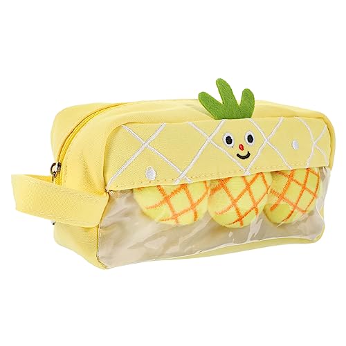 STOBOK Federmäppchen Obst Stift- Und Bleistift-Organizer Ananas Federmäppchen Transparentes Federmäppchen Ananas-bleistiftbeutel Federmäppchen Ananas Etui Segeltuch Student Reißverschluss von STOBOK