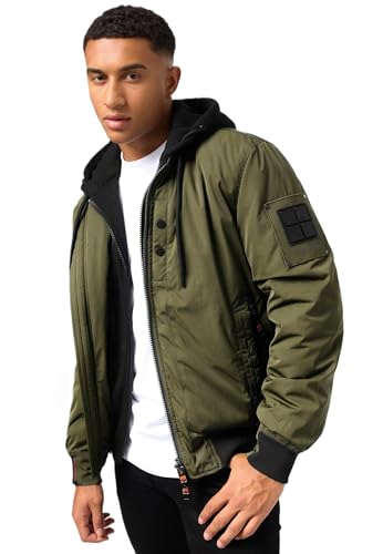 STONE HARBOUR Herren Bomberjacke Blouson Übergang Bomber Jacke mit Kapuze B750 [B750-Hoob-Gruen-Gr.XL] von STONE HARBOUR