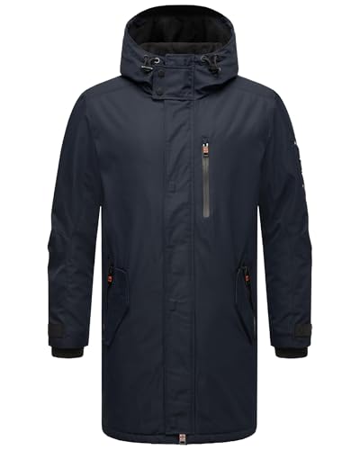 STONE HARBOUR Herren Outdoorjacke warm gefüttert leichte Winterjacke lang mit Kapuze Lanzoo Navy Gr. 3XL von STONE HARBOUR