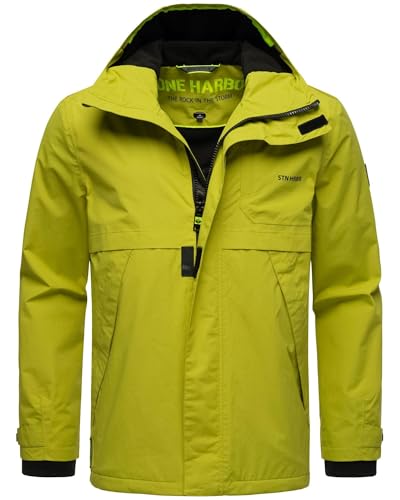 STONE HARBOUR Herren Übergangsjacke leicht Fleecestoff Übergang Jacke mit Kapuze B753 [B753-Zanjaa-Gruen-Gr.XL] von STONE HARBOUR