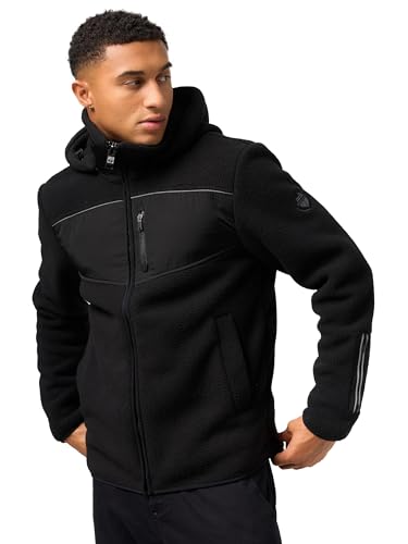 STONE HARBOUR Herren Übergangsjacke leichte Fleecejacke kurz mit Abnehmbarer Kapuze Illian Black Gr. L von STONE HARBOUR