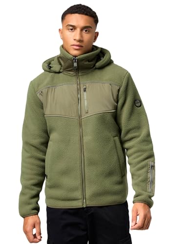 STONE HARBOUR Herren Winter Jacke Fleecejacke Übergang Fleece warm Kapuze B745 [B745-ILLia-Olive-Leaf-Gr.L] von STONE HARBOUR