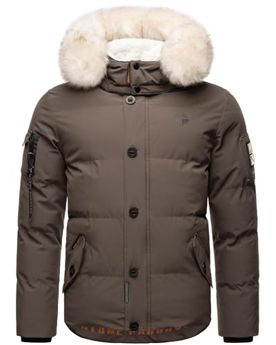 STONE HARBOUR Herren Winterjacke Parka mit Abnehmbarer Kunstfellkapuze Halvaar Anthracite mit weißem Fell Gr. 3XL von STONE HARBOUR