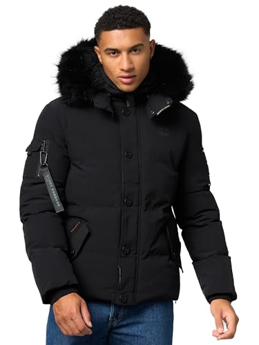 STONE HARBOUR Herren Winterjacke Parka mit Abnehmbarer Kunstfellkapuze Halvaar Black mit schwarzem Fell Gr. L von STONE HARBOUR