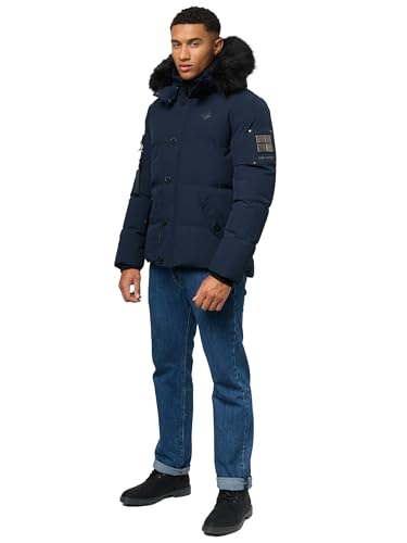 STONE HARBOUR Herren Winterjacke Parka mit Abnehmbarer Kunstfellkapuze Halvaar Navy mit schwarzem Fell Gr. 3XL von STONE HARBOUR