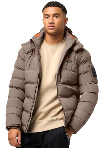 STONE HARBOUR Herren Winterjacke mit Kapuze Steppjacke gefüttert B736 [B736-Arvid-Stein-Braun-Gr.M] von STONE HARBOUR