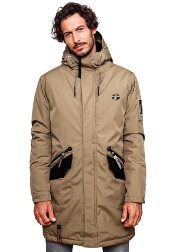 STONE HARBOUR Herren Winterjacke mit Kapuze gefüttert Wintermantel Winterparka B870 [B870-Ragaa-Hellbraun-Gr.M] von STONE HARBOUR