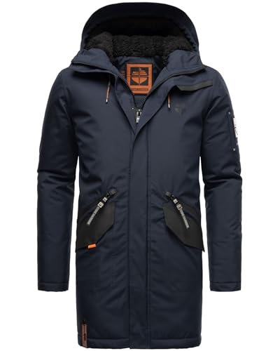 STONE HARBOUR Herren Winterjacke mit Kapuze gefüttert Wintermantel Winterparka B870 [B870-Ragaa-Navy-Gr.XL] von STONE HARBOUR
