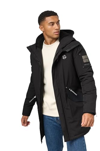 STONE HARBOUR Herren Winterjacke mit Kapuze gefüttert Wintermantel Winterparka B870 [B870-Ragaa-Schwarz-Gr.M] von STONE HARBOUR