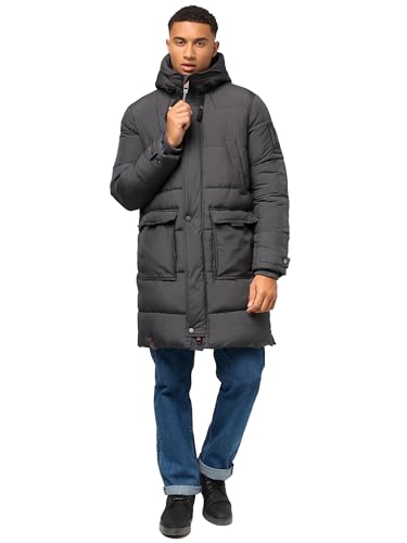 STONE HARBOUR Herren Wintermantel Warmer Steppmantel lang mit Kapuze Beviis Anthracite Gr. XL von STONE HARBOUR