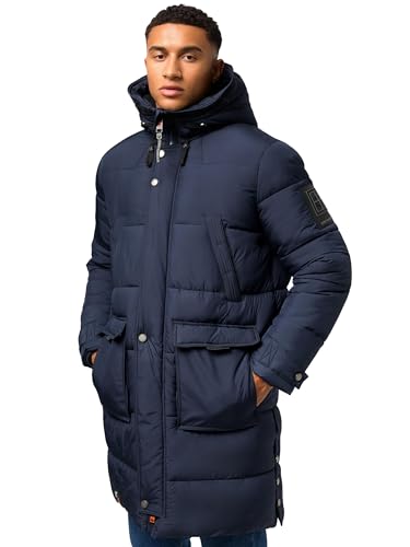 STONE HARBOUR Herren Wintermantel Warmer Steppmantel lang mit Kapuze Beviis Navy Gr. M von STONE HARBOUR