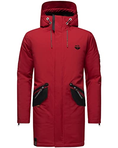 STONE HARBOUR Herren warme Lange Winterjacke mit Verstellbarer Kapuze Ragaan Chili Red Gr. 3XL von STONE HARBOUR