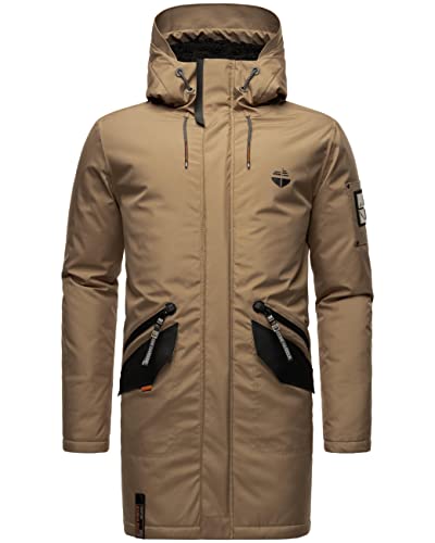 STONE HARBOUR Herren warme Lange Winterjacke mit Verstellbarer Kapuze Ragaan Light Brown Gr. XXL von STONE HARBOUR
