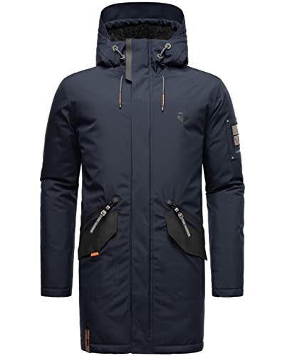 STONE HARBOUR Herren warme Lange Winterjacke mit Verstellbarer Kapuze Ragaan Navy Gr. L von STONE HARBOUR