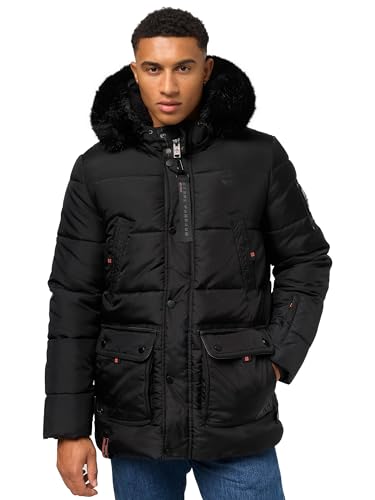 STONE HARBOUR Herren Winterjacke warme Steppjacke mit Kapuze und abnehmbarem Kunstfell-Kragen Mironoo Black Gr. XXL von STONE HARBOUR