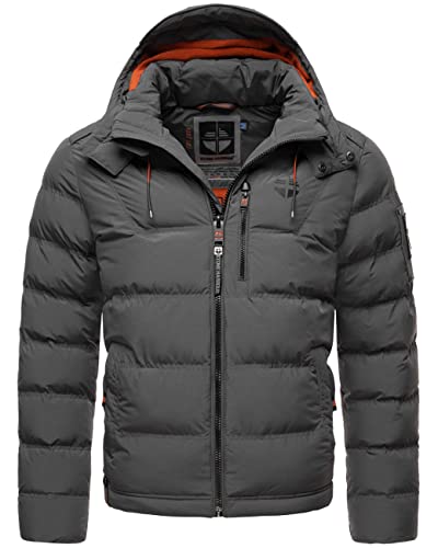 STONE HARBOUR Herren warme Winter Steppjacke mit Kapuze Arvidoo Anthracite Gr. XL von STONE HARBOUR