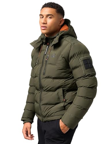 STONE HARBOUR Herren warme Winter Steppjacke mit Kapuze Arvidoo Olive Gr. S von STONE HARBOUR