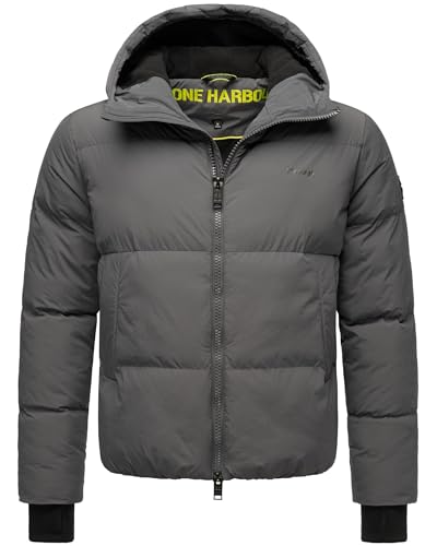 STONE HARBOUR Herren Winterjacke warme Kurze Steppjacke mit Verstellbarer Kapuze Tayroos XX Anthracite Gr. S von STONE HARBOUR