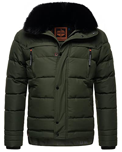 STONE HARBOUR Winterjacke warme Steppjacke mit Abnehmbarer Kapuze Witaas Olive Gr. M von STONE HARBOUR
