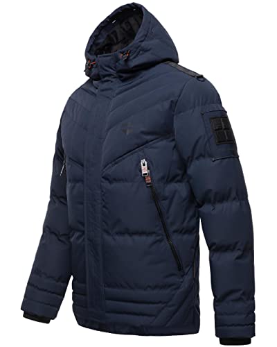 STONE HARBOUR Winterjacke warme Steppjacke mit abnehmbarem Kunstfell Romaan Navy Gr. M von STONE HARBOUR