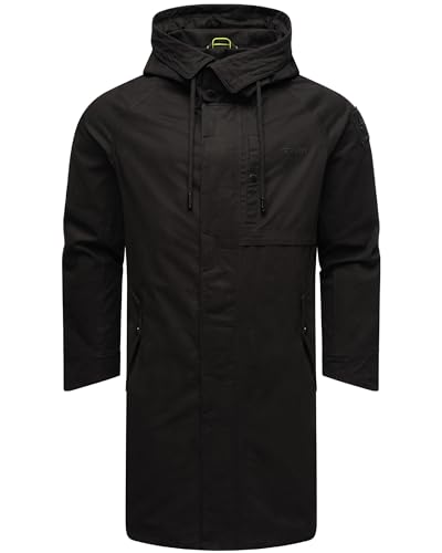 STONE HARBOUR leichte Herren Übergangsjacke lang Outdoorparka mit Kapuze Yaroon Black Gr. S von STONE HARBOUR