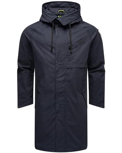 STONE HARBOUR leichte Herren Übergangsjacke lang Outdoorparka mit Kapuze Yaroon Navy Gr. M von STONE HARBOUR