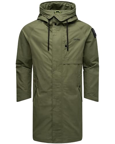 STONE HARBOUR leichte Herren Übergangsjacke lang Outdoorparka mit Kapuze Yaroon Olive Leaf Gr. 3XL von STONE HARBOUR