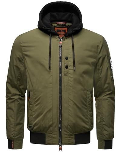 STONE HARBOUR mitteldick gefütterte Herren Übergangsjacke Kurze Bomberjacke mit (Abnehmbarer) Sweat-Innenjacke und Kapuze Hoboo Millitary Green Gr. 3XL von STONE HARBOUR