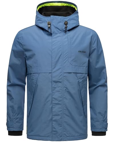 STONE HARBOUR Ultra-leichte Herren Übergangsjacke Fleece gefütterte Regenjacke kurz wasserdicht atmungsaktiv mit Kapuze Zanjaar Stormy Blue Gr. L von STONE HARBOUR