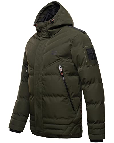 STONE HARBOUR warme Herren Winter Steppjacke mit abnehmbarem Kunstfell Romaan Olive Gr. L von STONE HARBOUR