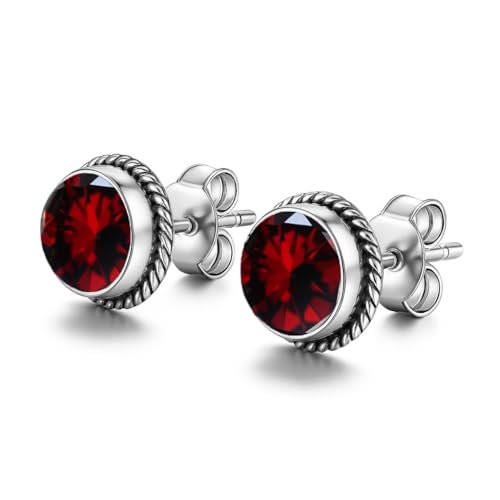 Granat-Edelstein-Ohrstecker, 925er Sterlingsilber, 6 mm, rund, handgefertigt, minimalistisch, Geschenk für Mädchen, Naturstein, edler Schmuck Granat-Edelstein-Ohrstecker, 925er Sterlingsilber, 6 mm, rund, handgefertigt, minimalistisch, Geschenk für Mädchen, Naturstein, edler Schmuck von STONE HOUSE