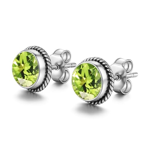 Peridot-Edelstein-Ohrstecker, 925er Sterlingsilber, 6 mm, rund, handgefertigt, minimalistischer Ohrring, Geschenk für Mädchen, Naturstein, edler Schmuck Peridot-Edelstein-Ohrstecker, 925er Sterlingsilber, 6 mm, rund, handgefertigt, minimalistischer Ohrring, Geschenk für Mädchen, Naturstein, edler Schmuck von STONE HOUSE