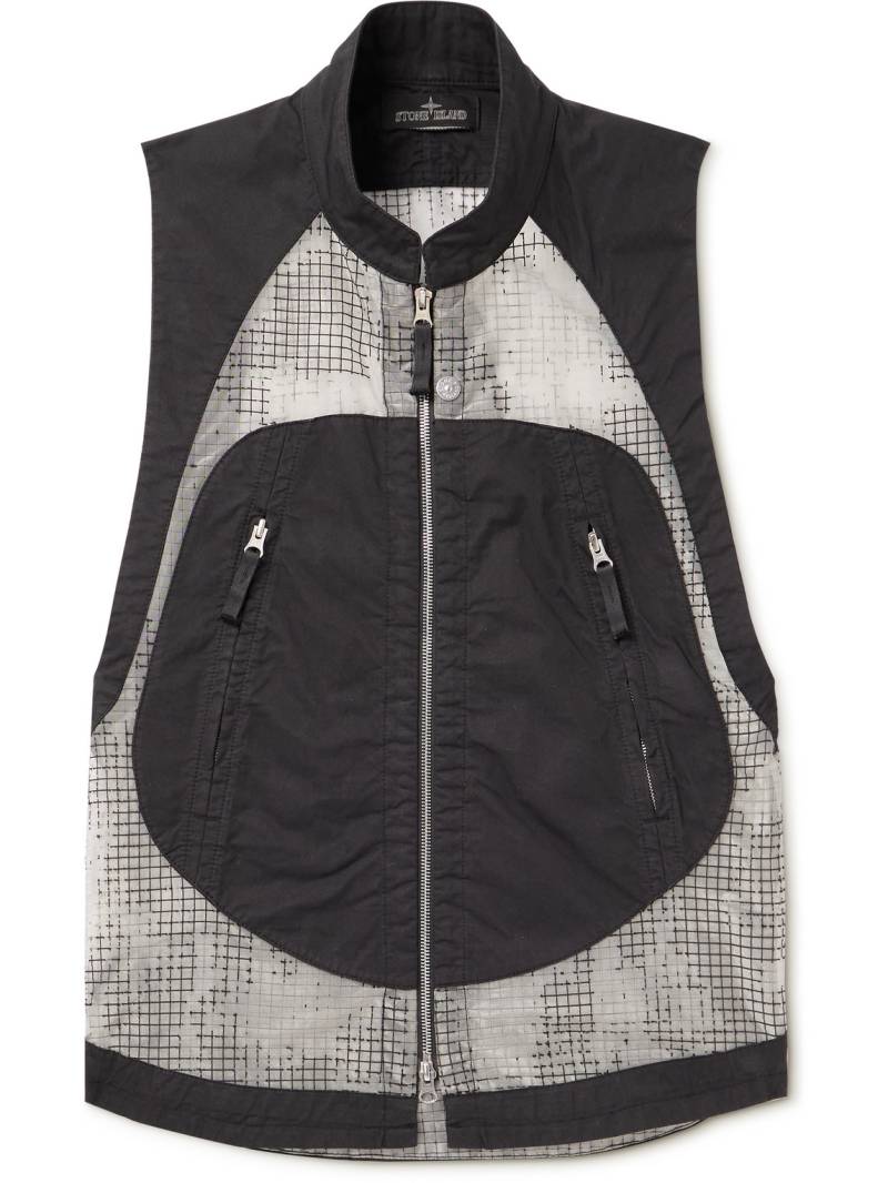STONE ISLAND SHADOW PROJECT - Ripstop-Panelled Cotton-Blend Twill Gilet - Men - Black - S von STONE ISLAND SHADOW PROJECT