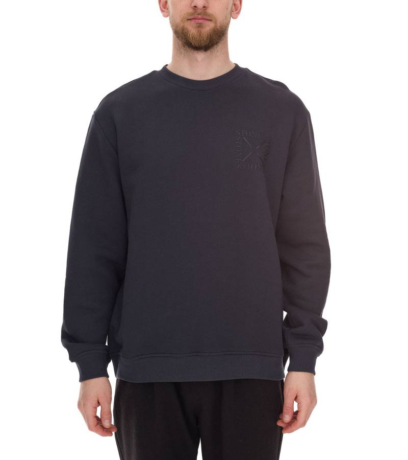 STONES Herren Basic-Pullover moderner Baumwoll-Sweater Sweatshirt Langarm-Shirt 400gsm Dunkel-Grau von STONES