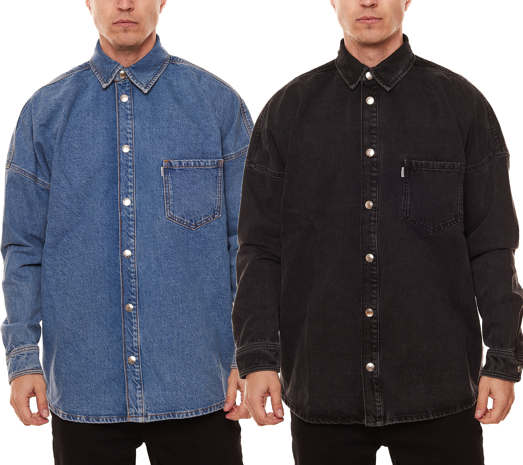 STONES Herren Hemd-Jacke Loose Fit geschnittenes Overshirt 60023 Blau oder Schwarz von STONES