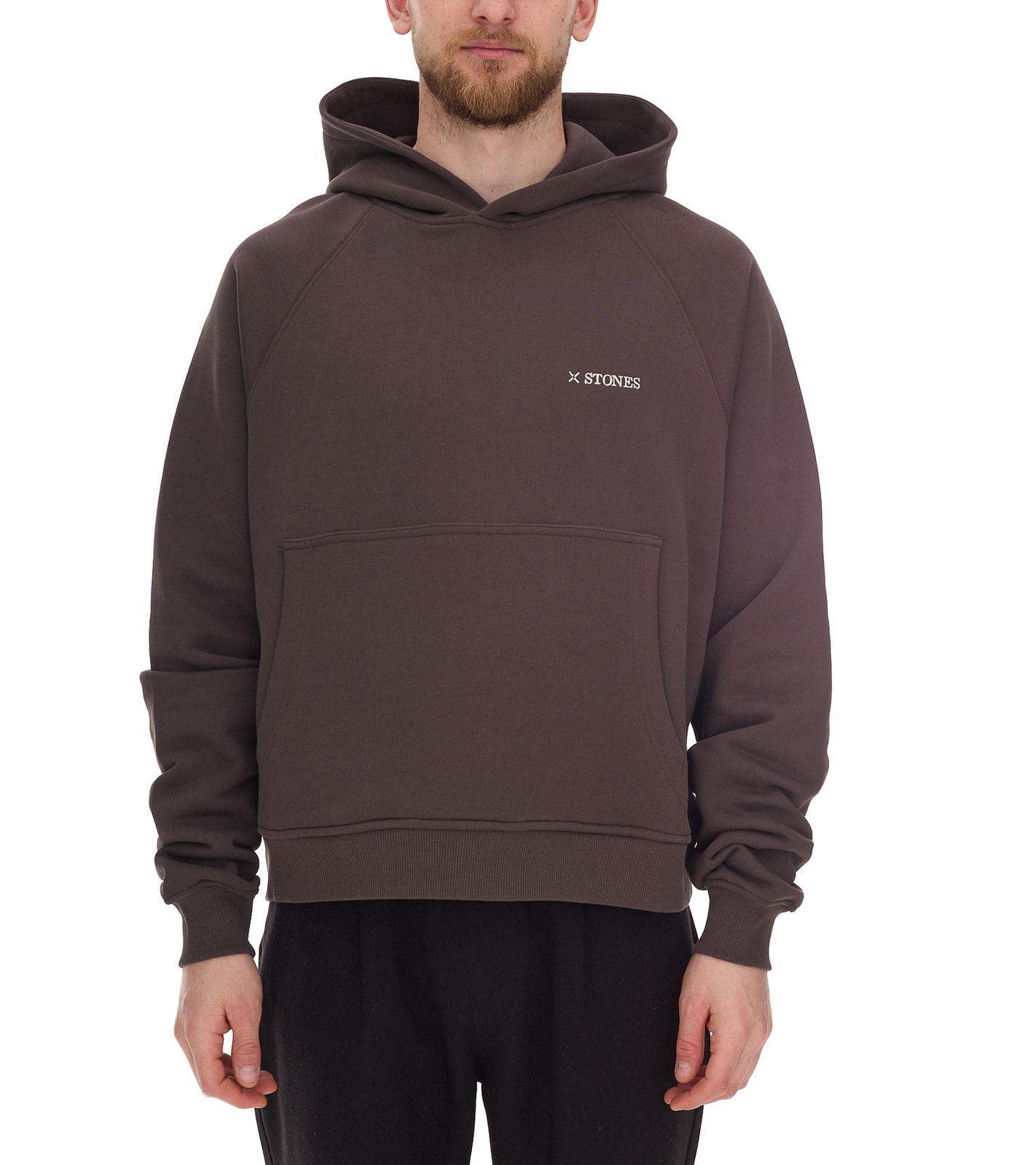 STONES Herren Hoodie moderner Baumwoll-Pullover Kapuzen-Pullover mit Logo-Stick Oversized-Fit 400gsm Dunkel-Braun STONES Herren Hoodie moderner Baumwoll-Pullover Kapuzen-Pullover mit Logo-Stick Oversized-Fit 400gsm Dunkel-Braun von STONES