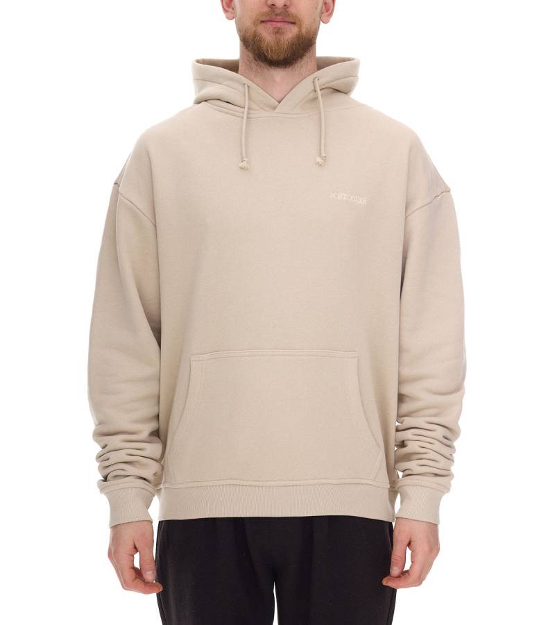STONES Herren Oversized-Hoodie moderner Baumwoll-Hoodie 400gsm mit Kapuze mit Logo-Stick Beige von STONES