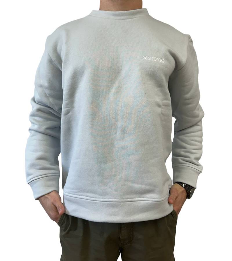STONES Herren Pullover 400gsm Oversized-Sweatshirt aus Baumwolle Shirt mit Rundhals und Stick-Logo Hellgrau von STONES
